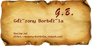 Gózony Borbála névjegykártya